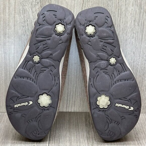 Therafit Heather Wool Clog Slipper Womens Sz 7.5 Comfort Cushioned Slip On Taupe - Picture 11 of 13